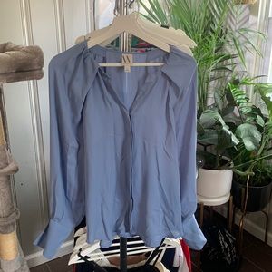 Baby blue button up blouse